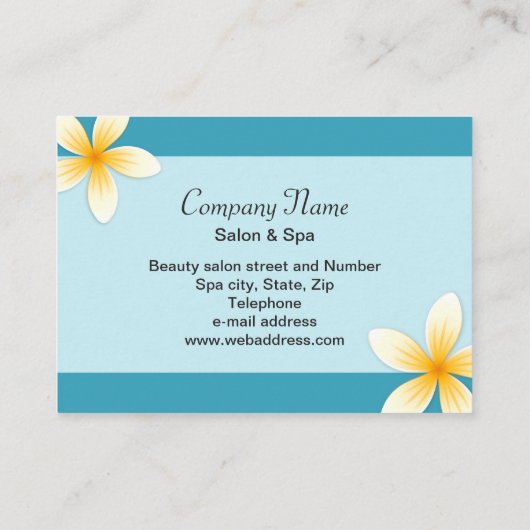 美しいサロンまたはスパ名刺-ティール（緑がかった色）青 名刺 (裏面)