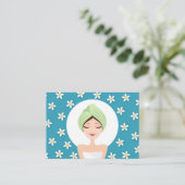 美しいサロンまたはスパ名刺-ティール（緑がかった色）青 名刺 (スタンド正面)