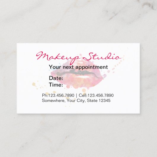 美しいサロンまばたきバーメイクアップアーティスト 予約カード (裏面)