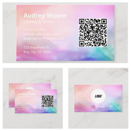 美しいサロンまばたきブローズロゴQRコード 名刺