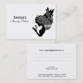美しいサロンアポイントメントカード(黒) 予約カード (正面/裏面)