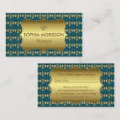 美しいサロンアポイントメントゴールデンモノグラム 予約カード (正面/裏面)