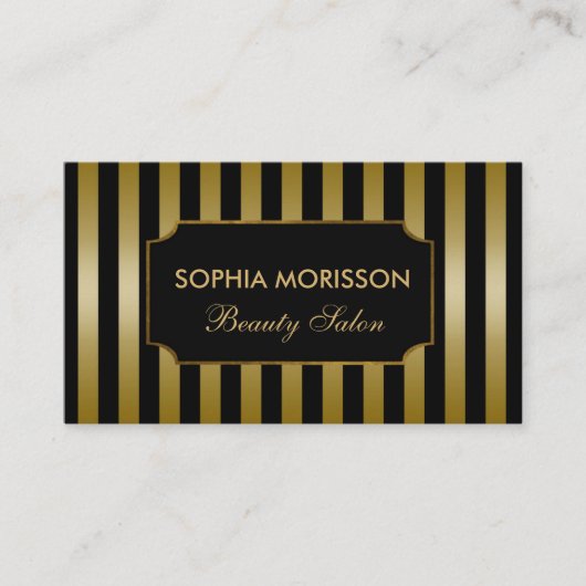 美しいサロンアポイントメントブラック&金ゴールドモノグラム 予約カード (正面)