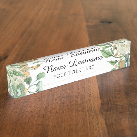 美しいサロンアーティストバラフローラミントホワイト デスクネームプレート (側面)