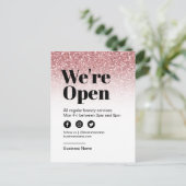 美しいサロンオープンビジネスバラ金ゴールドグリッター 案内ポストカード (スタンド正面)