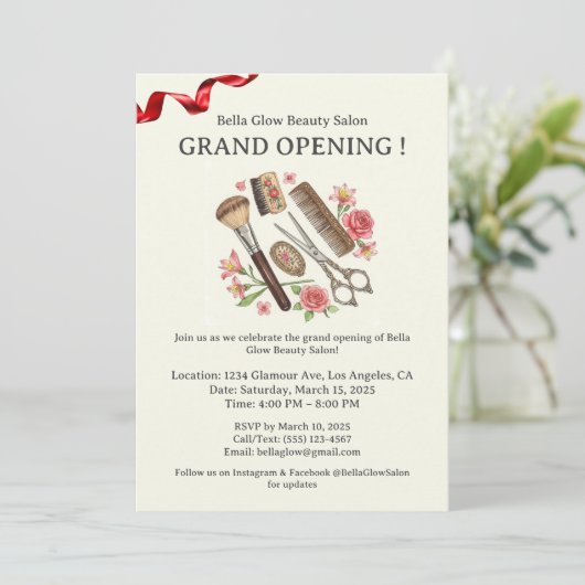 美しいサロンキュートグランドオープニング招待状 招待状 (スタンド正面)