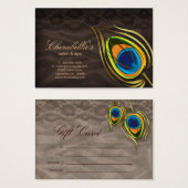 美しいサロンギフトカードピーコックフェザーブラウンスエード (正面&裏面)