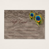 美しいサロンギフトカードピーコックフェザーブラウンスエード (裏面)