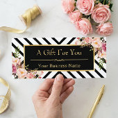 美しいサロンギフト券金ゴールドストライプフローラ