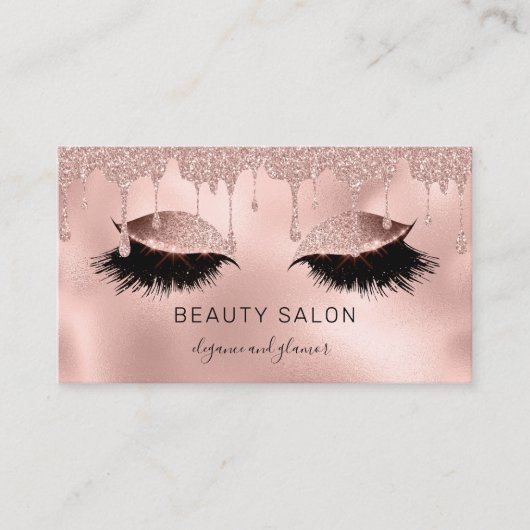 美しいサロングリッター光バラ金ゴールド 名刺 (正面)