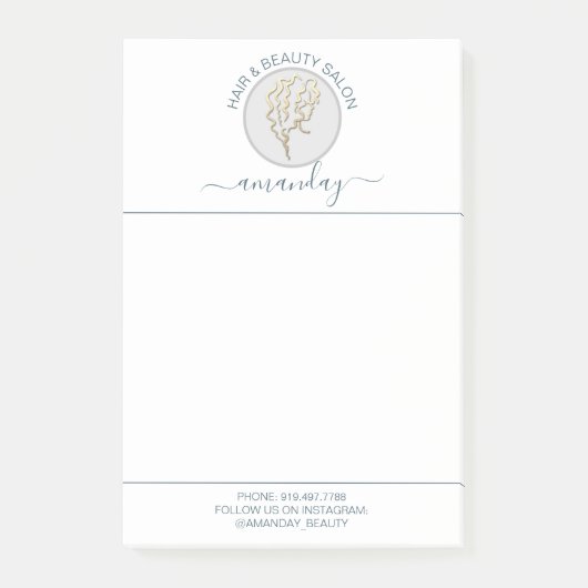 美しいサロンゴールデンロゴヘアドレッサーホワイトエレガント ポストイット (正面)