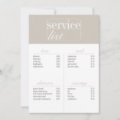 美しいサロンサービス価格表 (正面)