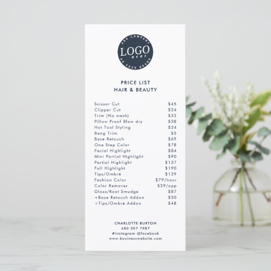 美しいサロンサービス価格表 (スタンド正面)