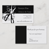 美しいサロンシーストレス白黒ハサミ 予約カード (正面/裏面)