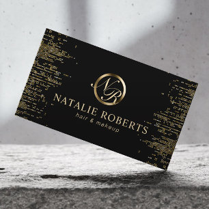 美しいサロンスクリプトモノグラムロゴ金ゴールド紙吹雪 予約カード