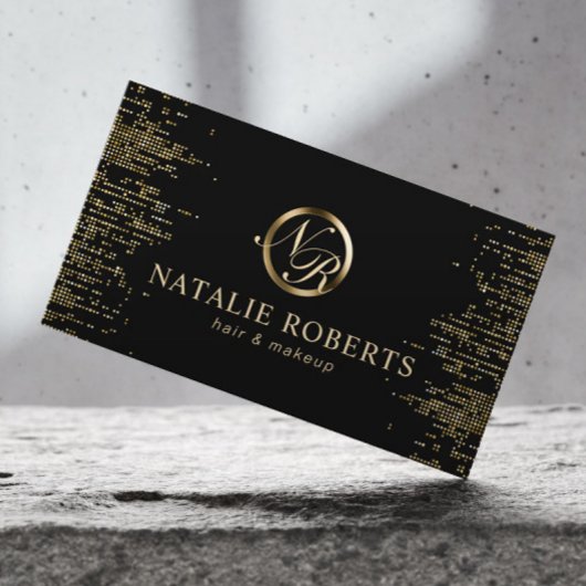 美しいサロンスクリプトモノグラムロゴ金ゴールド紙吹雪 予約カード