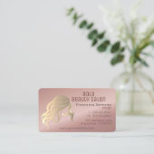 美しいサロンスタイリストメタリックバラ金ゴールドテンプレート 名刺 (スタンド正面)