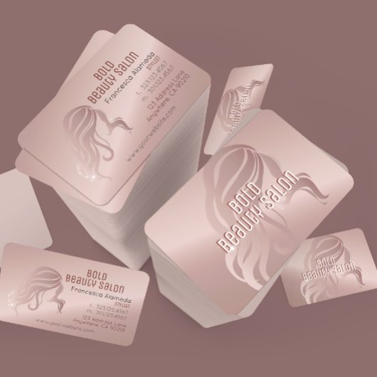 美しいサロンスタイリストメタリックバラ金ゴールドテンプレート 名刺