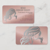 美しいサロンスタイリストメタリックバラ金ゴールド+シルバー 名刺 (正面/裏面)