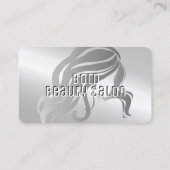 美しいサロンスタイリストメタリックプラチナ銀 名刺 (裏面)