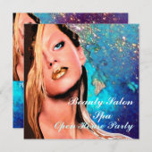 美しいサロンスパオープンハウスパーティーモノグラム 招待状 (正面/裏面)