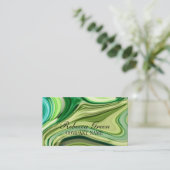 美しいサロンスパ抽象芸術石灰緑水色 名刺 (スタンド正面)