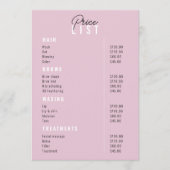 美しいサロントリートメントメニューサービス価格表 メニュー (正面)