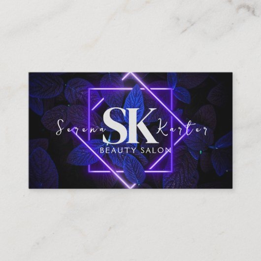 美しいサロンネオン抽象芸術モダン女性 名刺 (正面)