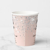 美しいサロンバラ金ゴールド銀グリッターロゴ 紙コップ (右)