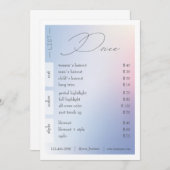 美しいサロンパステルグラディエント価格リストラックカード 招待状 (正面/裏面)