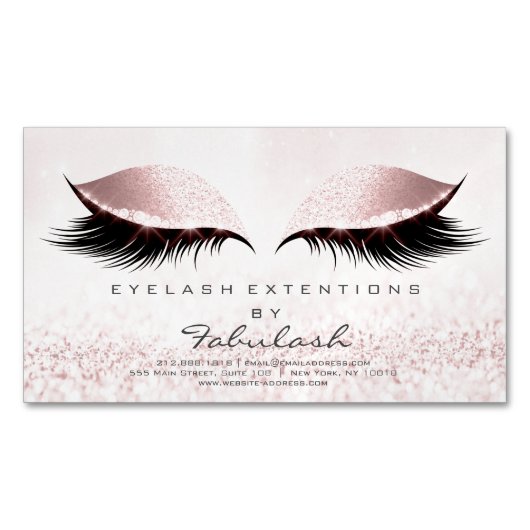 美しいサロンパステルグリッターアドレスメイクアップピンク マグネット名刺 (正面)