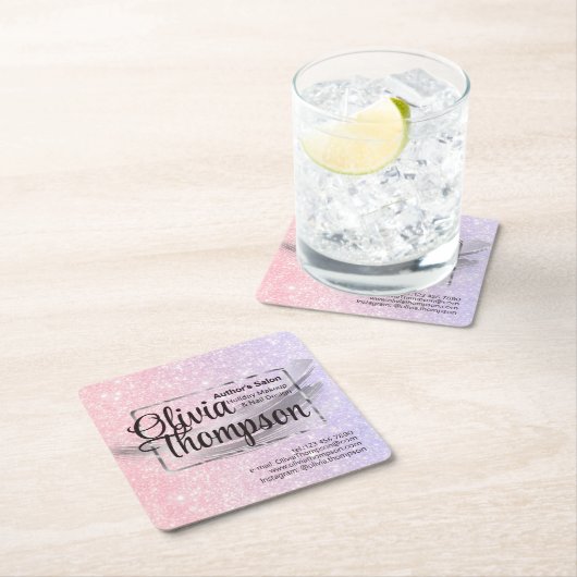 美しいサロンパールシルバー スクエアペーパーコースター (インサイチュ)