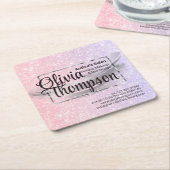 美しいサロンパールシルバー スクエアペーパーコースター (アングル)