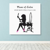 美しいサロンピンクとブラック女の子らしい女の子標識 キャンバスプリント (インサイチュ (ウッドフロア))