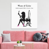 美しいサロンピンクとブラック女の子らしい女の子標識 キャンバスプリント (インサイチュ (リビング))