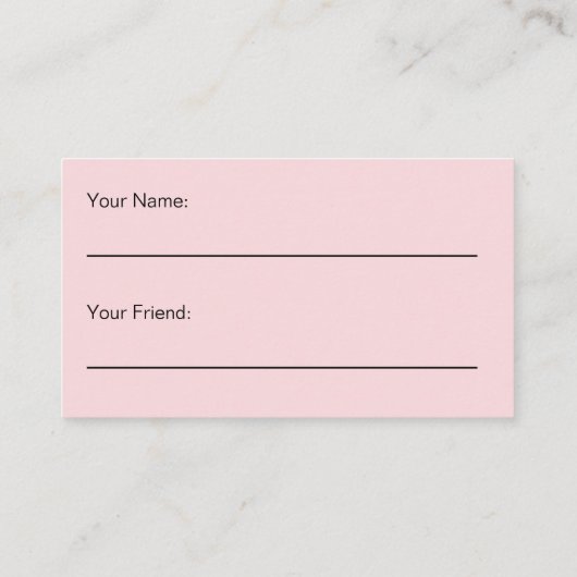 美しいサロンピンクと黒が友人カードを参照 予約カード (裏面)