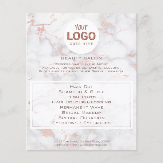 美しいサロンピンクの大理石にあなたのロゴ チラシ (正面)