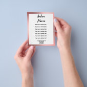 美しいサロンピンクホワイトおよびブラック文字テンプレート チラシ (手)