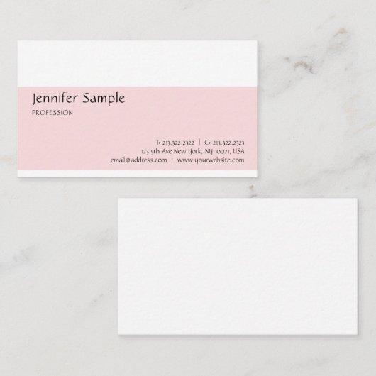 美しいサロンピンクホワイトミニマルモダンリスト 名刺 (正面/裏面)