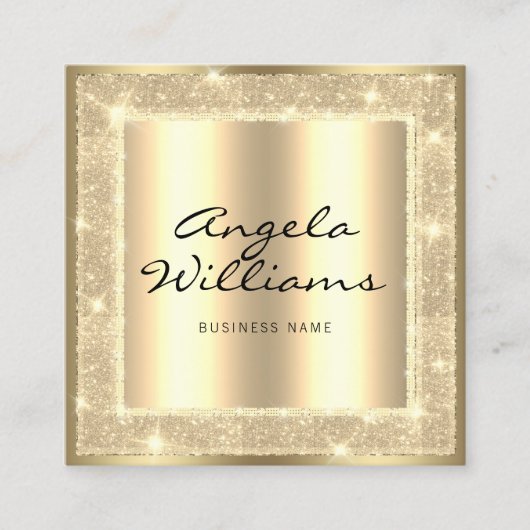 美しいサロンファッショナブル黒金ゴールドQRコード スクエア名刺 (正面)