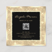 美しいサロンファッショナブル黒金ゴールドQRコード スクエア名刺 (裏面)