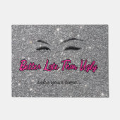 美しいサロンフィッティングルームウインク引用文ピンクシルバー ドアマット (正面)