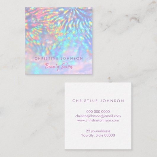 美しいサロンフェイク虹彩効果 スクエア名刺 (正面/裏面)