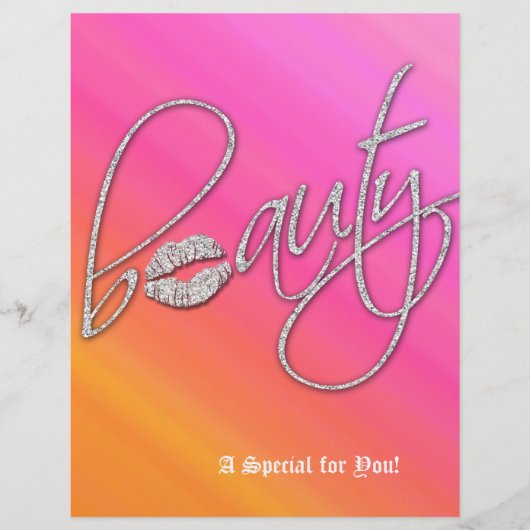 美しいサロンフライヤーヘアピンクオレンジシルバーリップ チラシ (正面)