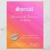 美しいサロンフライヤーヘアピンクオレンジシルバーリップ チラシ (裏面)