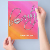 美しいサロンフライヤーヘアピンクオレンジシルバーリップ チラシ (手)