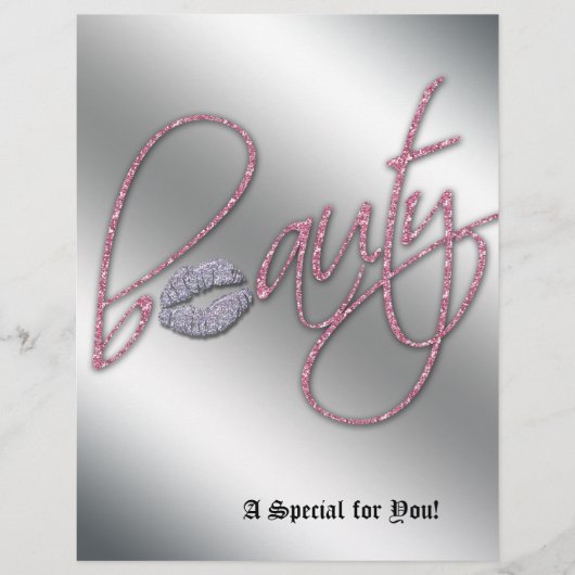 美しいサロンフライヤーヘアピンクシルバーリップ チラシ (正面)