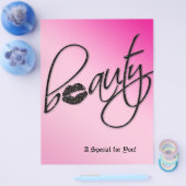 美しいサロンフライヤーヘアピンクブラックスパークルリップ チラシ (シングル)