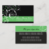 美しいサロンフローラスクロール葉黒緑 名刺 (正面/裏面)