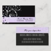 美しいサロンフローラスクロール葉黒薄紫紫 名刺 (正面/裏面)